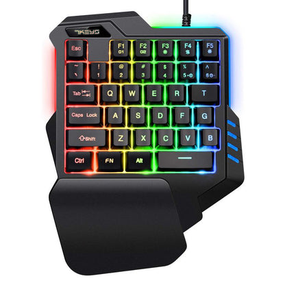 One-handed gaming keypad with RGB lighting
